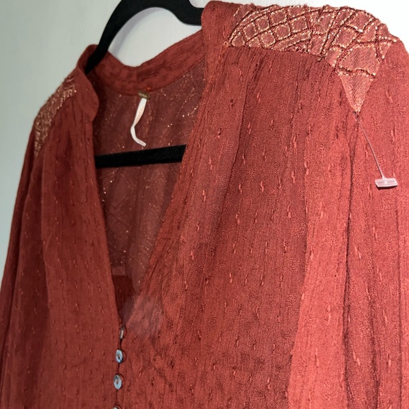 Free People Canyon Rose Red Hi Low Metallic - Picture 3 of 6